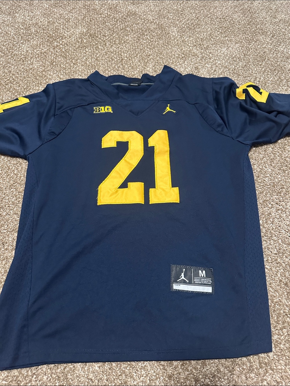 Jordan Navy & Yellow Number 21 Football Jersey - Men's Medium